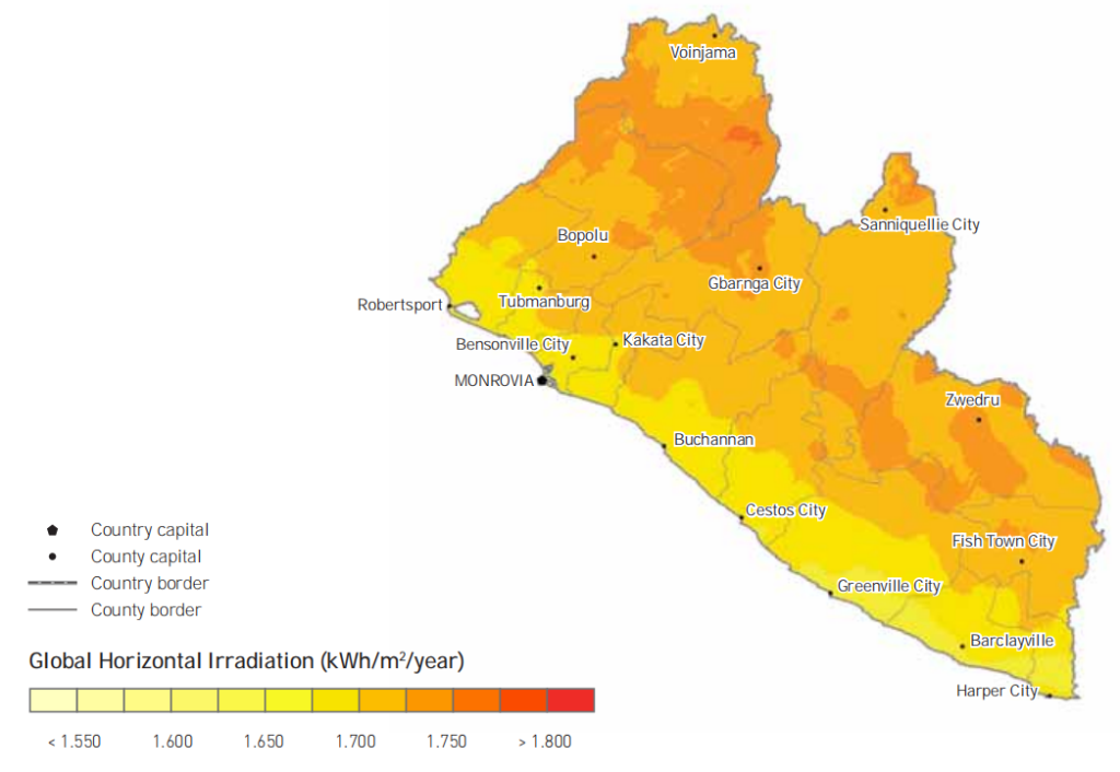 Solar potential Atlas for Liberia.